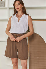 MOMA White Polo Neck Top | Relaxed Fit for Easy - going Looks