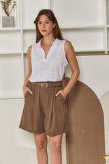 MOMA White Polo Neck Top | Relaxed Fit for Easy - going Looks