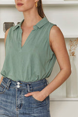 MOMA Casual Polo Shirt | Green Sleeveless for Easy - going Days