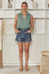 MOMA Casual Polo Shirt | Green Sleeveless for Easy - going Days