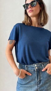 MOMA Relaxed Fit Navy Top | Comfort Meets Fashion Flair