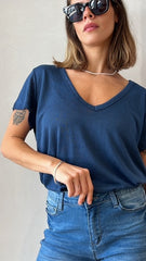 MOMA Essential Navy Top | V - Neck Design for Versatile Looks