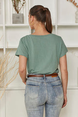 MOMA Relaxed Fit V - Neck Top | Sage Green, Fresh & Stylish