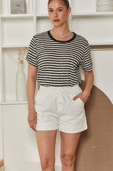 MOMA Black & White Striped Crew - Neck Tee | Effortless Nautical Chic