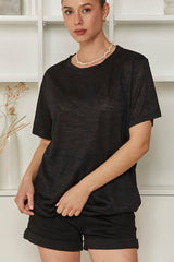 MOMA Casual Crew - Neck Shirt | Black for Easy - going Days