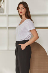 MOMA White V - Neck Garment | Comfort Meets Delicate Fashion