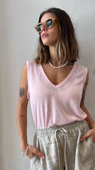 MOMA Pink V - Neck Tank Garment | Perfect for Polished Casual Outfits