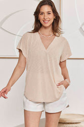 MOMA Beige V - Neck Garment | Comfort Meets Fashion Flair