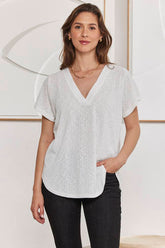 MOMA White V - Neck Tee | Minimalist Design, Max Versatility