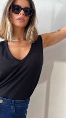 MOMA Casual V - Neck Tank | Black for Easy - going Days