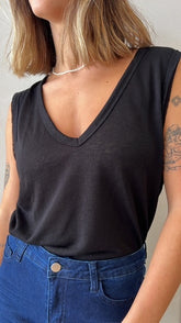 MOMA Casual V - Neck Tank | Black for Easy - going Days