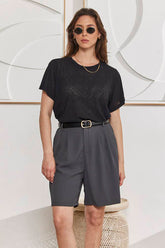 MOMA Black Crew - Neck Top | A Staple for Effortless Polished Charm