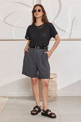 MOMA Black Crew - Neck Top | A Staple for Effortless Polished Charm