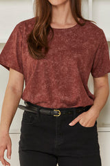 MOMA Rust Tie - Dye Crew - Neck Tee | Effortless Casual & Artistic Chic