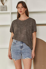 MOMA Washed Gray Crew - Neck Tee | Effortless Casual Chic