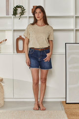 MOMA Beige Washed Crew - Neck Tee | Effortless Casual Elegance