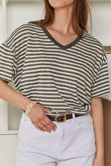 MOMA Relaxed Fit Striped Top | Earthy Tones, Timeless & Versatile
