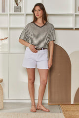 MOMA Relaxed Fit Striped Top | Earthy Tones, Timeless & Versatile