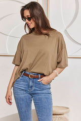 MOMA Khaki Crew - Neck Tee | Minimalist Design, Max Versatility