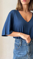 MOMA Navy V - Neck Garment | Comfort Meets Minimalist Allure