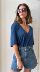 MOMA Navy V - Neck Garment | Comfort Meets Minimalist Allure