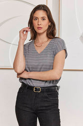 MOMA Relaxed Fit Striped Top | Grey, Timeless & Versatile