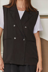 MOMA Black Double - Breasted Vest | Effortless Chic Layering