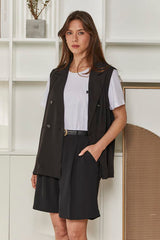 MOMA Black Double - Breasted Vest | Effortless Chic Layering