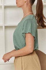 MOMA Wardrobe Essential | Sage Green V - Neck Tee