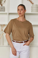 MOMA Relaxed Fit Crew Neck Top | Khaki, Timeless & Versatile