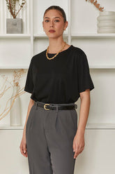 MOMA Relaxed Fit Crew Neck Top | Black, Timeless & Versatile