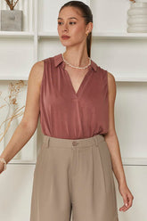 MOMA Relaxed Fit Sleeveless Polo | Mauve, Timeless & Chic