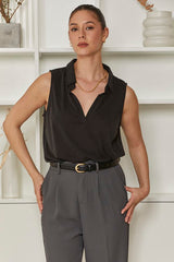 MOMA Relaxed Fit Sleeveless Polo | Black, Timeless & Versatile