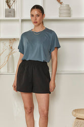 MOMA Relaxed Fit Crew Neck Top | Slate Blue, Timeless & Versatile