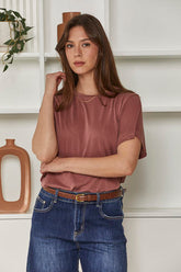 MOMA Relaxed Fit Short - sleeved Top | Mauve, Timeless & Chic