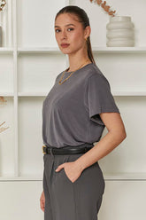 MOMA Charcoal Grey Crew Neck Tee | Effortless Casual Chic