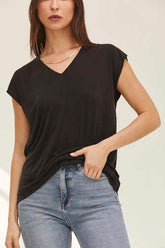 MOMA Black V - Neck Top | Minimalist Design, Max Versatility