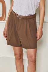 MOMA Versatile Belted Brown Shorts