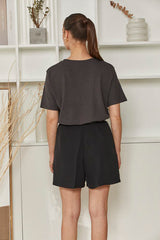 MOMA Casual Belted Black Shorts