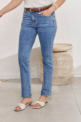 MOMA Stylish Light Blue Straight - Leg Denim Trousers