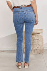MOMA Stylish Light Blue Straight - Leg Denim Trousers