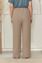 MOMA Smooth Elastic - Waist Khaki Wide - Leg Pants