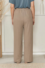 MOMA Smooth Elastic - Waist Khaki Wide - Leg Pants