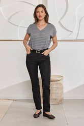 MOMA Stylish Belted Black Jeans