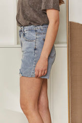 MOMA Trendy Light Blue Distressed Denim Shorts