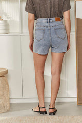 MOMA Trendy Light Blue Distressed Denim Shorts