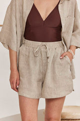 MOMA Comfortable Light Linen Drawstring Shorts