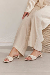 MOMA Comfortable Beige Linen Wide - Leg Pants