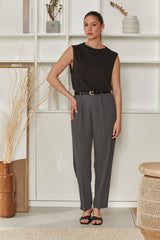 MOMA Elegant Grey Belted Trousers