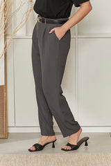 MOMA Elegant Grey Belted Trousers